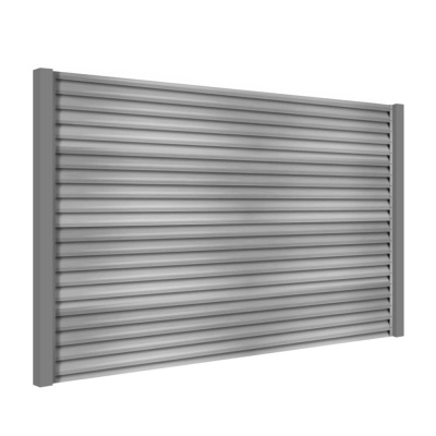 Секция забора жалюзи из ламелей еврожалюзи оцинкованных с металлическими столбами